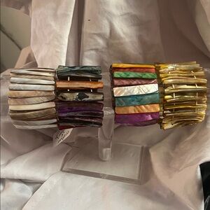 Colorful abalone shell bracelets  four beautiful bracelets.
